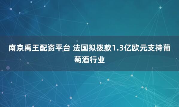 南京禹王配资平台 法国拟拨款1.3亿欧元支持葡萄酒行业